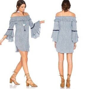 Misa Los Angeles Vanessa off shoulders dress Pom Pom denim